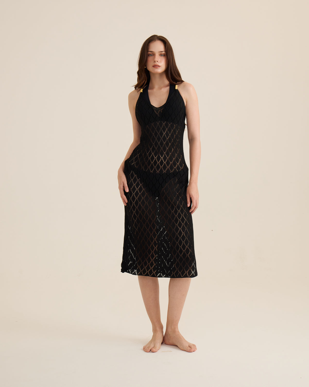Crochet Midi Cover Up - Black