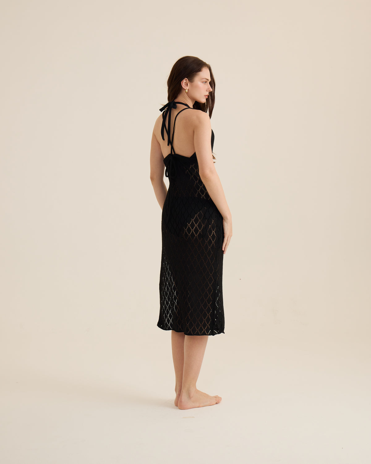Crochet Midi Cover Up - Black