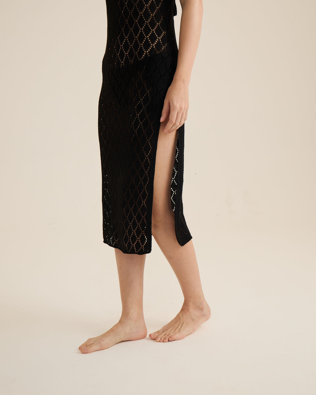 Crochet Midi Cover Up - Black