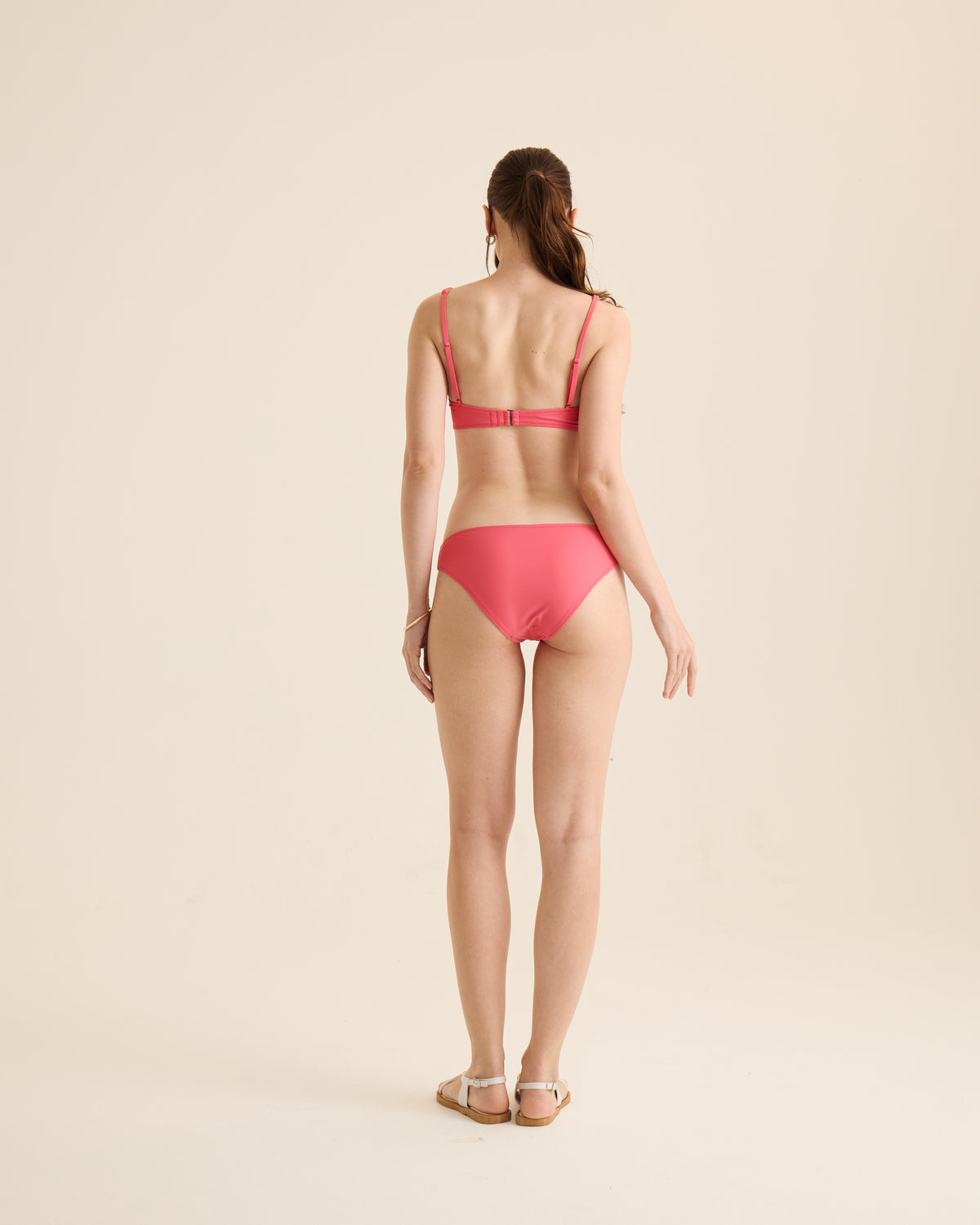 Minimalist Twist-Front Bikini Set - Pink