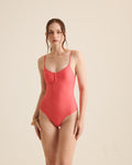 Ruched-Front One-Piece - Pink