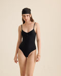 Ruched-Front One-Piece - Black